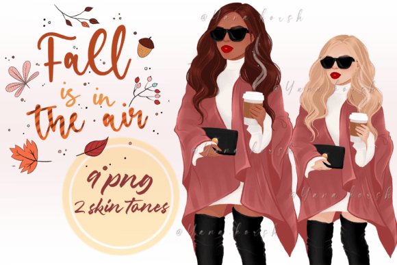 Autumn Fashion Girl with Coffee Clipart: Seasonal Design Inspiration