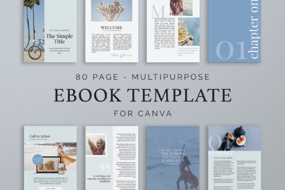 Blue EBook Template for Canva: Elegant & Multipurpose Design