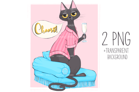 Cat with Milk Clipart: A Playful Illustration for Modern Design
