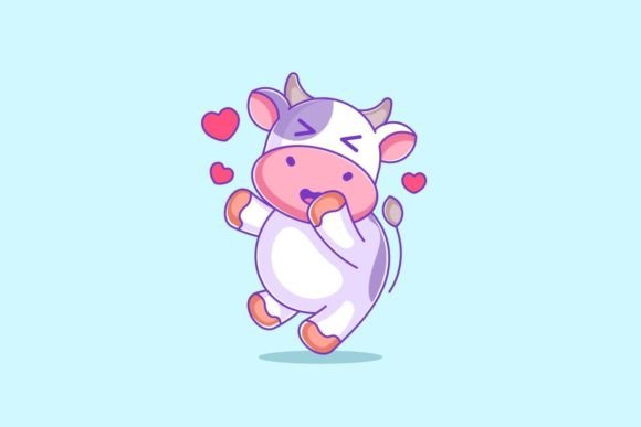 Charming Cow in Love Cartoon: A Designer's Free Vector Asset