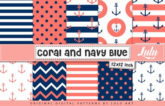 Coral and Navy Blue Patterns: A Designer's Toolkit