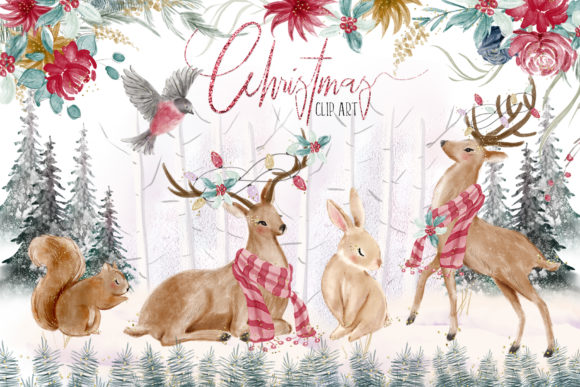 Enchanting Woodland Christmas Illustrations for Designers