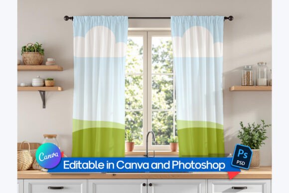 Kitchen Window Curtain Mockup: Showcase Designs with Elegance