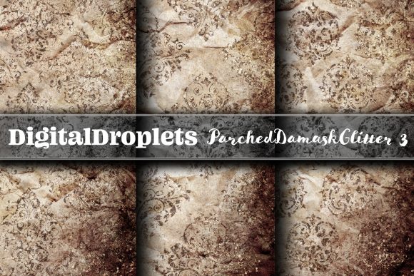 Parched Damask Glitter: Free Vintage Paper Collection