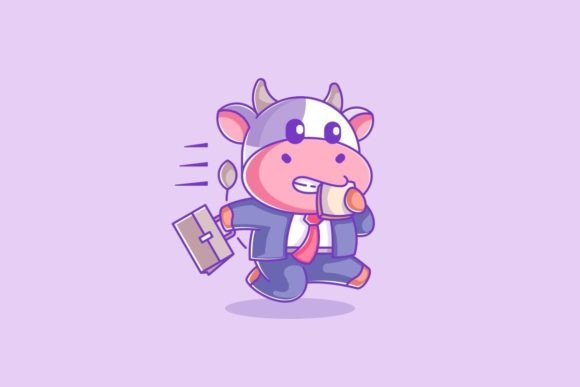 Playful Cow in a Hurry: A Free Vector Design Asset