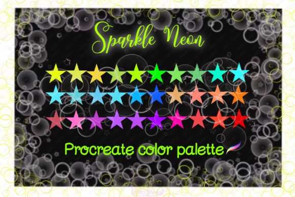Sparkle Neon Procreate Color Palette: Digital Design Vibrancy
