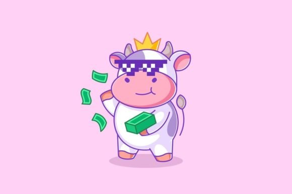 The Charming Appeal of a King Cow Wearing Glasses Cartoon