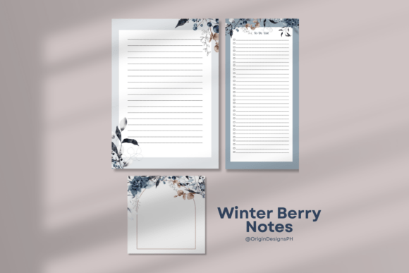 Winter Berry Notes: The Versatile Notepad Bundle for Designers